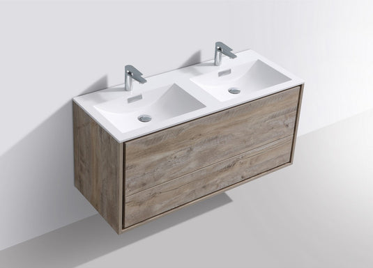 De Lusso 48" Wall Mount / Wall Hung Modern Double Sink Bathroom Vanity With 2 Drawers Acrylic Countertop DL48D-Bathroom & More | High Quality from Coozify