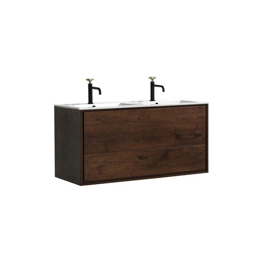 De Lusso 48" Wall Mount / Wall Hung Modern Double Sink Bathroom Vanity With 2 Drawers Acrylic Countertop DL48D-Bathroom & More | High Quality from Coozify