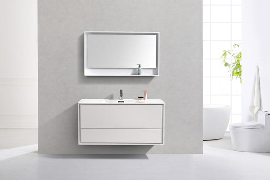 De Lusso 48" Wall Mount / Wall Hung Modern Single Sink Bathroom Vanity With 2 Drawers Acrylic Countertop DL48S-Bathroom & More | High Quality from Coozify