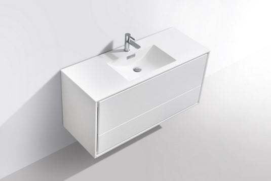 De Lusso 48" Wall Mount / Wall Hung Modern Single Sink Bathroom Vanity With 2 Drawers Acrylic Countertop DL48S-Bathroom & More | High Quality from Coozify