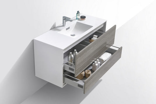 De Lusso 48" Wall Mount / Wall Hung Modern Single Sink Bathroom Vanity With 2 Drawers Acrylic Countertop DL48S-Bathroom & More | High Quality from Coozify
