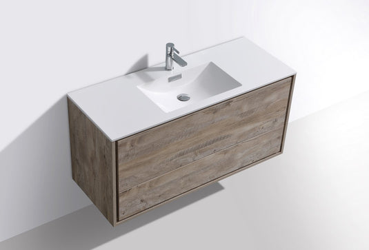 De Lusso 48" Wall Mount / Wall Hung Modern Single Sink Bathroom Vanity With 2 Drawers Acrylic Countertop DL48S-Bathroom & More | High Quality from Coozify
