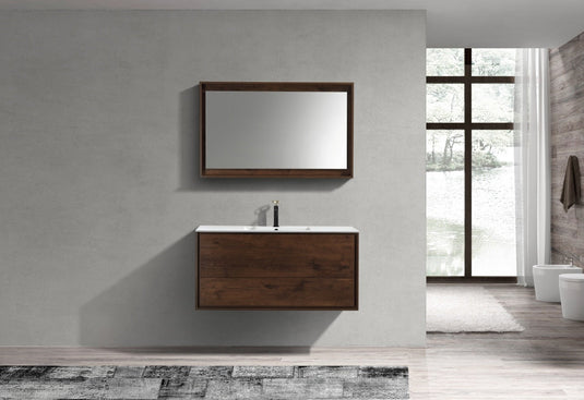 De Lusso 48" Wall Mount / Wall Hung Modern Single Sink Bathroom Vanity With 2 Drawers Acrylic Countertop DL48S-Bathroom & More | High Quality from Coozify