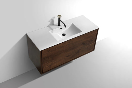 De Lusso 48" Wall Mount / Wall Hung Modern Single Sink Bathroom Vanity With 2 Drawers Acrylic Countertop DL48S-Bathroom & More | High Quality from Coozify