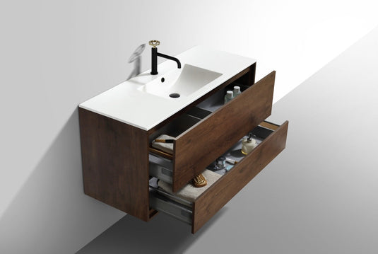 De Lusso 48" Wall Mount / Wall Hung Modern Single Sink Bathroom Vanity With 2 Drawers Acrylic Countertop DL48S-Bathroom & More | High Quality from Coozify