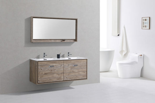 De Lusso 60" Wall Mount / Wall Hung Modern Double Sink Bathroom Vanity With 4 Drawers Acrylic Countertop-Bathroom & More | High Quality from Coozify