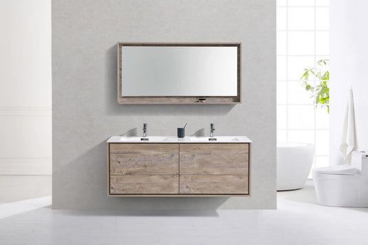De Lusso 60" Wall Mount / Wall Hung Modern Double Sink Bathroom Vanity With 4 Drawers Acrylic Countertop-Bathroom & More | High Quality from Coozify