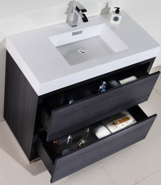 Bliss 40" Floor Mount Free Standing Bathroom Vanity With 2 Drawers and Acrylic Countertop FMB40-Bathroom & More | High Quality from Coozify
