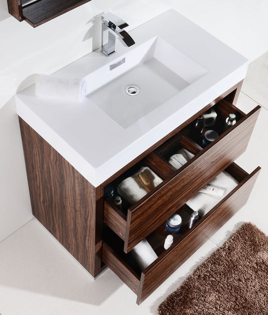 Bliss 40" Floor Mount Free Standing Bathroom Vanity With 2 Drawers and Acrylic Countertop FMB40-Bathroom & More | High Quality from Coozify