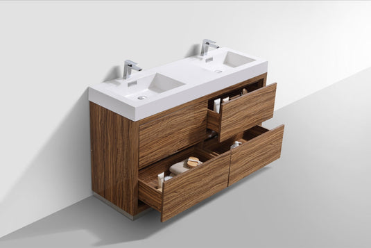 Bliss 60" Floor Mount Free Standing Double Sink Bathroom Vanity With 6 Drawers Acrylic Countertop-Bathroom & More | High Quality from Coozify