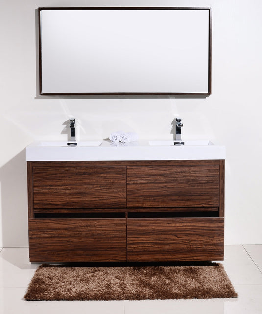 Bliss 60" Floor Mount Free Standing Double Sink Bathroom Vanity With 6 Drawers Acrylic Countertop-Bathroom & More | High Quality from Coozify