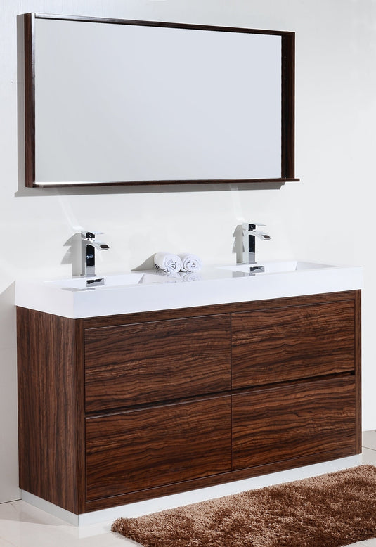 Bliss 60" Floor Mount Free Standing Double Sink Bathroom Vanity With 6 Drawers Acrylic Countertop-Bathroom & More | High Quality from Coozify