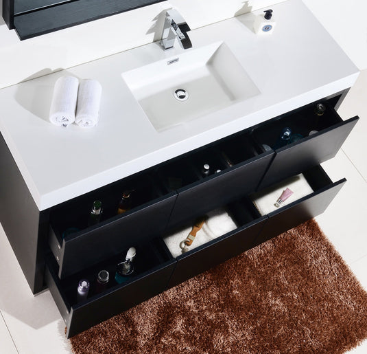 Bliss 60" Floor Mount Free Standing Single Sink Bathroom Vanity With 6 Drawers Acrylic Countertop FMB60S-Bathroom & More | High Quality from Coozify