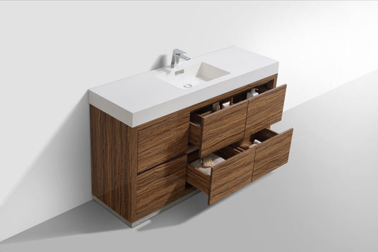 Bliss 60" Floor Mount Free Standing Single Sink Bathroom Vanity With 6 Drawers Acrylic Countertop FMB60S-Bathroom & More | High Quality from Coozify