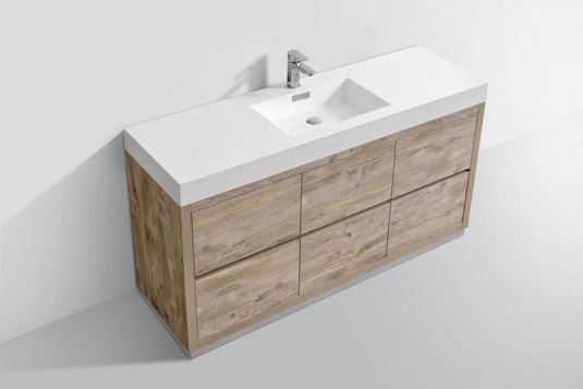 Bliss 60" Floor Mount Free Standing Single Sink Bathroom Vanity With 6 Drawers Acrylic Countertop FMB60S-Bathroom & More | High Quality from Coozify