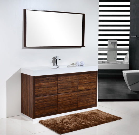Bliss 60" Floor Mount Free Standing Single Sink Bathroom Vanity With 6 Drawers Acrylic Countertop FMB60S-Bathroom & More | High Quality from Coozify