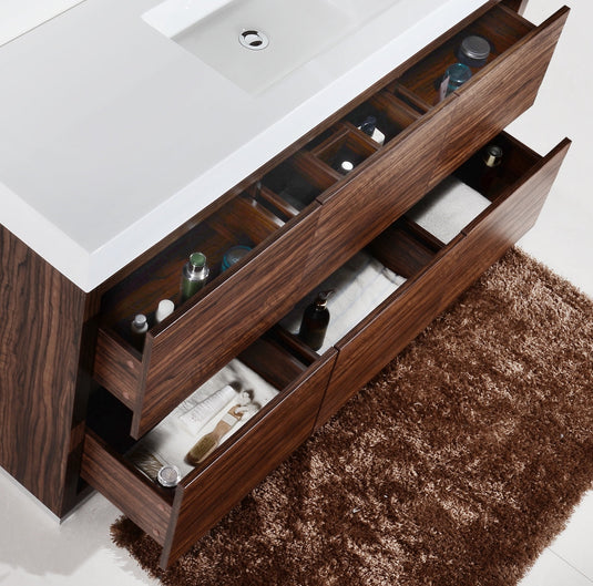 Bliss 60" Floor Mount Free Standing Single Sink Bathroom Vanity With 6 Drawers Acrylic Countertop FMB60S-Bathroom & More | High Quality from Coozify