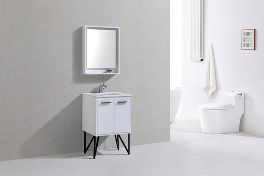 Bosco 24" Modern Bathroom Vanity With White Quartz Countertop and 2 Doors KB24-Bathroom & More | High Quality from Coozify
