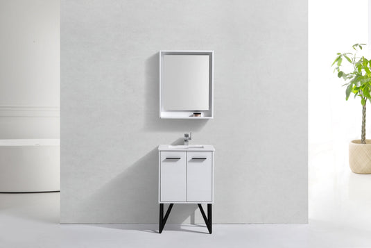 Bosco 24" Modern Bathroom Vanity With White Quartz Countertop and 2 Doors KB24-Bathroom & More | High Quality from Coozify