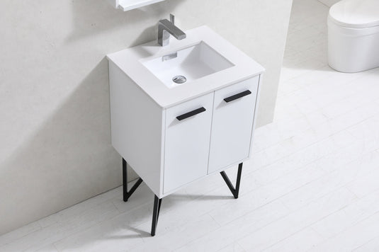 Bosco 24" Modern Bathroom Vanity With White Quartz Countertop and 2 Doors KB24-Bathroom & More | High Quality from Coozify