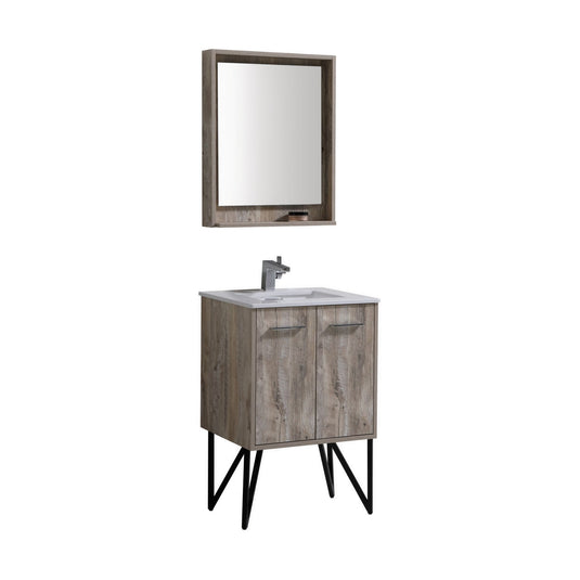 Bosco 24" Modern Bathroom Vanity With White Quartz Countertop and 2 Doors KB24-Bathroom & More | High Quality from Coozify
