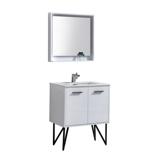Bosco 30" Bathroom Vanity With White Quartz Countertop With 2 Doors KB30-Bathroom & More | High Quality from Coozify