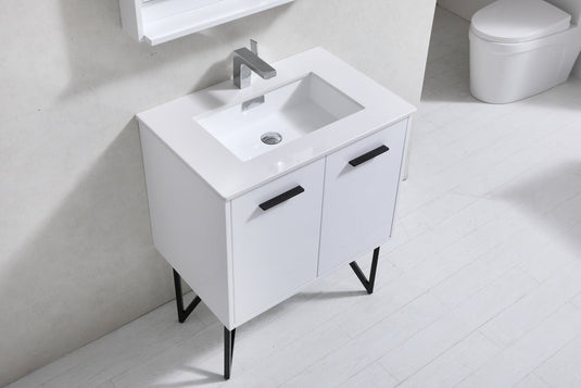 Bosco 30" Bathroom Vanity With White Quartz Countertop With 2 Doors KB30-Bathroom & More | High Quality from Coozify