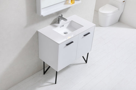 Bosco 36" Bathroom Vanity With White/White Quartz Cream Countertop With 2 Doors KB36-Bathroom & More | High Quality from Coozify