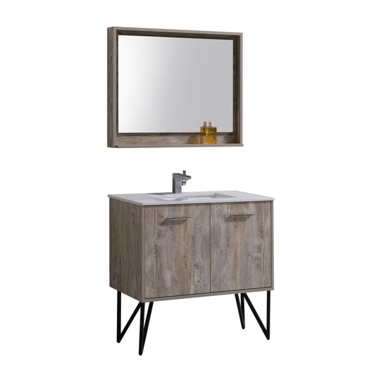 Bosco 36" Bathroom Vanity With White/White Quartz Cream Countertop With 2 Doors KB36-Bathroom & More | High Quality from Coozify