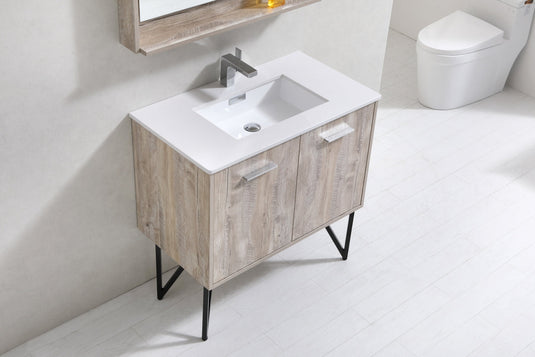 Bosco 36" Bathroom Vanity With White/White Quartz Cream Countertop With 2 Doors KB36-Bathroom & More | High Quality from Coozify