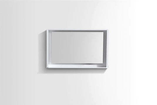 40" Wide Bathroom Mirror With Shelf – High Gloss White-Bathroom & More | High Quality from Coozify