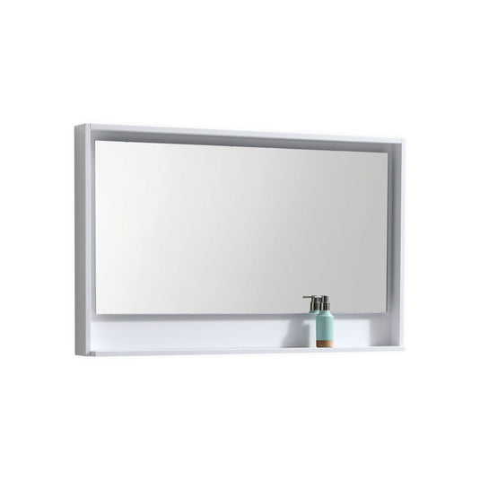 48" Wide Bathroom Mirror With Shelf – High Gloss White-Bathroom & More | High Quality from Coozify