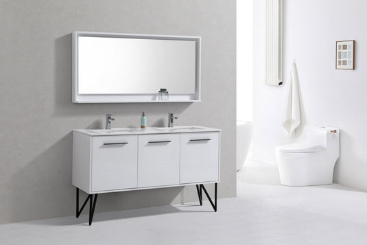 Bosco 60" Bathroom Vanity Double Sink White Quartz Countertop With 2 Doors And 2 Drawers KB60D-Bathroom & More | High Quality from Coozify
