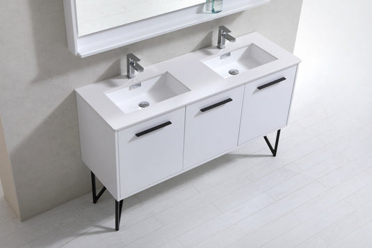 Bosco 60" Bathroom Vanity Double Sink White Quartz Countertop With 2 Doors And 2 Drawers KB60D-Bathroom & More | High Quality from Coozify