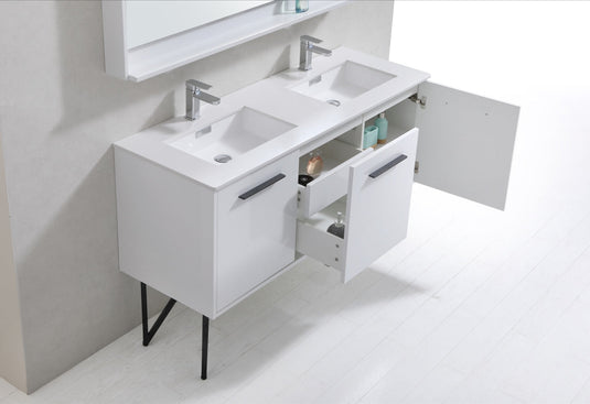 Bosco 60" Bathroom Vanity Double Sink White Quartz Countertop With 2 Doors And 2 Drawers KB60D-Bathroom & More | High Quality from Coozify