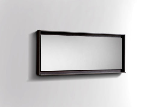 60" Wide Bathroom Mirror With Shelf – High Gloss Gray Oak-Bathroom & More | High Quality from Coozify