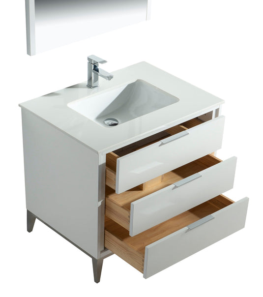 Divani 36" Floor Mount Bathroom Vanity With Quartz Countertop, Backsplash And 3 Drawers-Bathroom & More | High Quality from Coozify