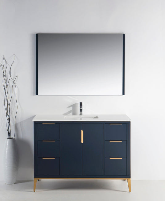 Divani 48" Floor Mount Bathroom Vanity With Quartz Countertop, Backsplash With 6 Drawers And 2 Doors-Bathroom & More | High Quality from Coozify