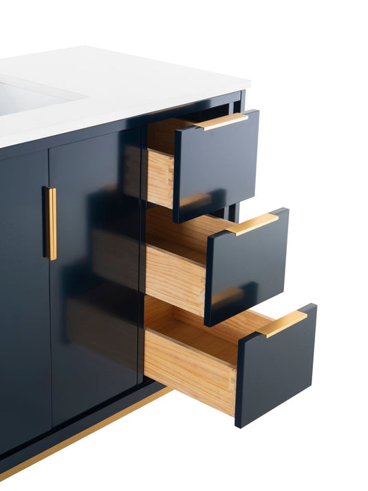 Divani 48" Floor Mount Bathroom Vanity With Quartz Countertop, Backsplash With 6 Drawers And 2 Doors-Bathroom & More | High Quality from Coozify