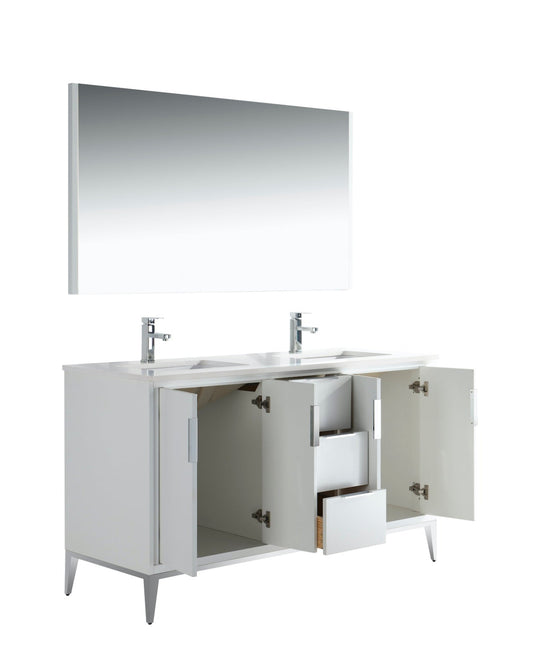 Divani 60" Floor Mount Double Sink Bathroom Vanity With Quartz Countertop , Backsplash and 4 Doors And 3 Drawers KD9960-Bathroom & More | High Quality from Coozify