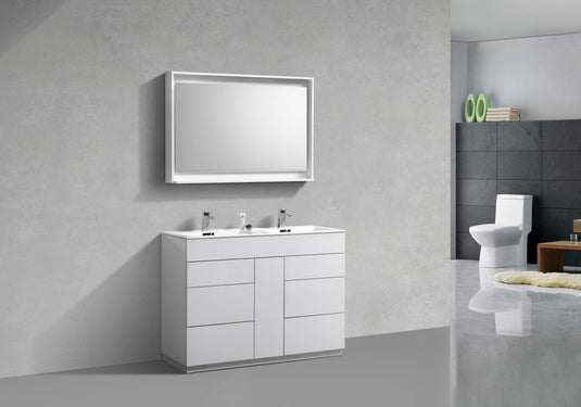 Milano 48" Double Sink Floor Mount Modern Bathroom Vanity With 6 Drawers and 1 Door-Bathroom & More | High Quality from Coozify