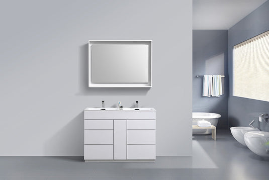 Milano 48" Double Sink Floor Mount Modern Bathroom Vanity With 6 Drawers and 1 Door-Bathroom & More | High Quality from Coozify