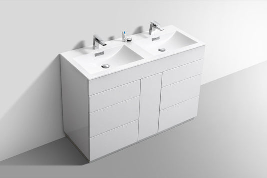 Milano 48" Double Sink Floor Mount Modern Bathroom Vanity With 6 Drawers and 1 Door-Bathroom & More | High Quality from Coozify