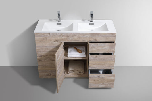 Milano 48" Double Sink Floor Mount Modern Bathroom Vanity With 6 Drawers and 1 Door-Bathroom & More | High Quality from Coozify