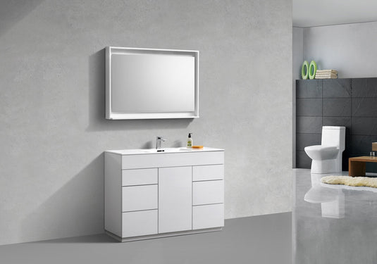Milano 48" Single Sink Floor Mount Modern Bathroom Vanity With 6 Drawers and 1 Door KFM48S-Bathroom & More | High Quality from Coozify