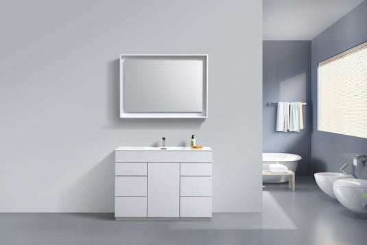 Milano 48" Single Sink Floor Mount Modern Bathroom Vanity With 6 Drawers and 1 Door KFM48S-Bathroom & More | High Quality from Coozify