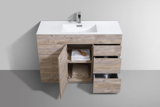 Milano 48" Single Sink Floor Mount Modern Bathroom Vanity With 6 Drawers and 1 Door KFM48S-Bathroom & More | High Quality from Coozify