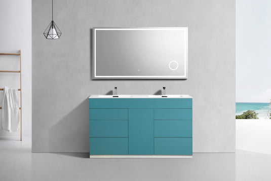 Milano 48" Double Sink Floor Mount Modern Bathroom Vanity With 6 Drawers and 1 Door-Bathroom & More | High Quality from Coozify