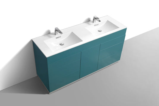 Milano 60" Double Sink Floor Mount Modern Bathroom Vanity With 6 Drawers and 1 Door-Bathroom & More | High Quality from Coozify