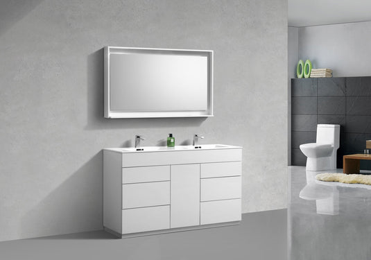 Milano 60" Double Sink Floor Mount Modern Bathroom Vanity With 6 Drawers and 1 Door-Bathroom & More | High Quality from Coozify